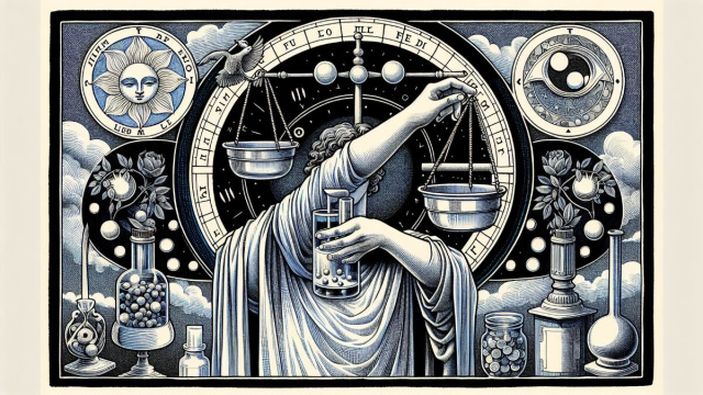 Tarocchi: arcano della Temperanza per il segno Bilancia &copy; Immagine creata con Dall-E