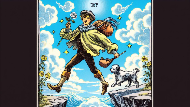 Tarocchi dell'Ariete: la carta del Matto che simboleggia nuovi inizi e avventure dell'ignoto &copy; Immagine creata con Dall-E