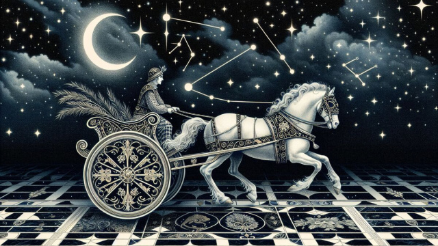 Tarocchi del Carro con simbologia legata alla Vergine &copy; Immagine creata con Dall-E