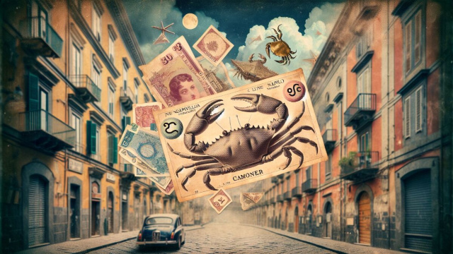 Numero 46 della Smorfia napoletana, il denaro per il Cancro. &copy; Immagine creata con Dall-E