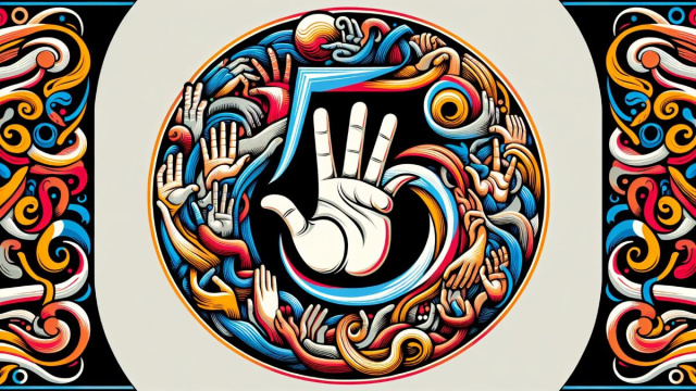 Numero 5 della Smorfia napoletana, 'a mano. &copy; Immagine creata con Dall-E