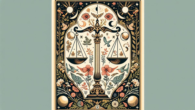 Carta dei tarocchi del Mondo per la Bilancia &copy; Immagine creata con Dall-E
