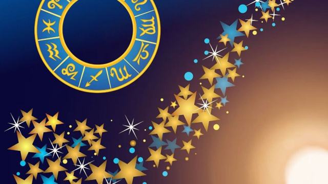 Cerchio zodiacale dorato con i dodici segni su sfondo blu &copy; Pixabay.