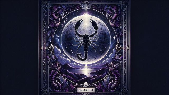 La carta dei tarocchi della Luna illuminata dallo Scorpione &copy; Immagine creata con Dall-E