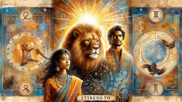 La carta della Forza dei tarocchi per il Leone &copy; Immagine creata con Dall-E