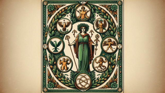 Leone con la carta dei tarocchi Il Mondo &copy; Immagine creata con Dall-E