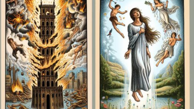 Carta dei tarocchi della Torre per il segno Vergine &copy; Immagine creata con Dall-E