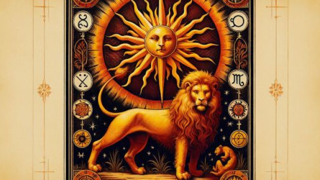 Il Leone splende sotto l'influenza del Sole nei tarocchi. &copy; Immagine creata con Dall-E