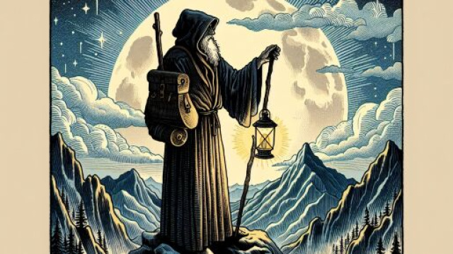 Immagine della carta dei tarocchi dell'Eremita che simboleggia la riflessione per il Toro &copy; Immagine creata con Dall-E