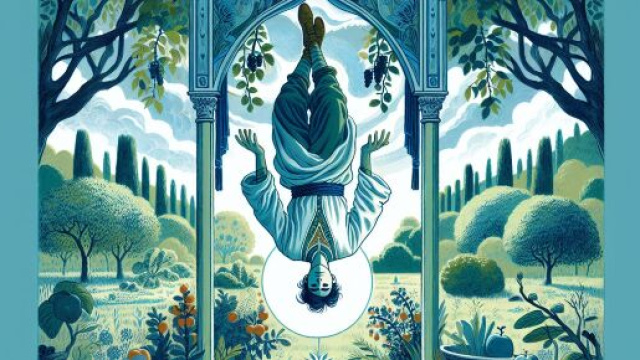 La carta dei Tarocchi, l'Appeso, simboleggia l'equilibrio e la riflessione interiore per la Bilancia &copy; Immagine creata con Dall-E