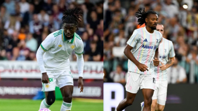 Manu Kone, centrocampista della Roma. Foto &copy; Roma. Khephren Thuram, centrocampista della Juventus. Foto &copy; Juventus