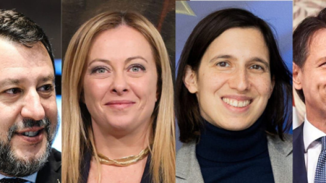 Matteo Salvini, Giorgia Meloni, Elly Schlein e Giuseppe Conte (&copy; Wikimedia commons)