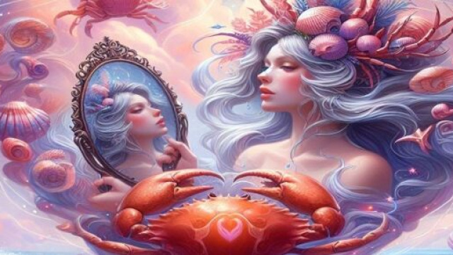 Rappresentazione artistica del segno zodiacale del Cancro &copy; AI Copilot.