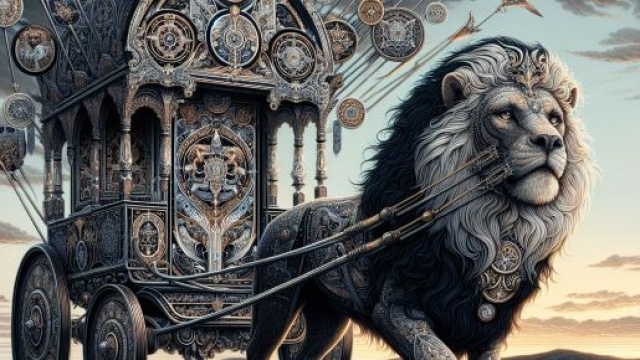 Carro dei Tarocchi con un Leone &copy; Immagine creata con Dall-E