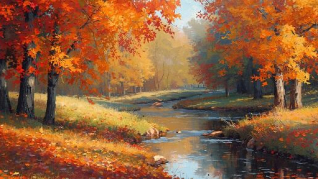 Un paesaggio d'autunno &copy; immagine creata con intelligenza artificiale Canva