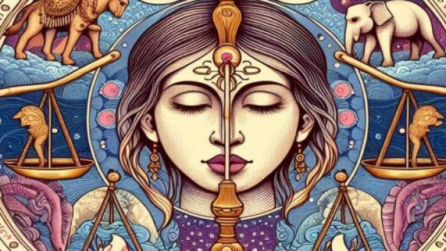 Rappresentazione artistica del segno zodiacale della Bilancia, generata con &copy; AI Copilot.