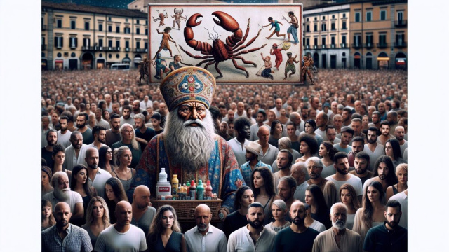 Numero 13 della Smorfia napoletana, Sant'Antonio, tema Scorpione. &copy; Immagine creata con Dall-E