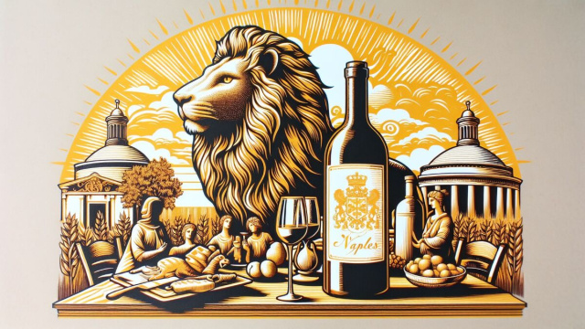 Numero 45 della Smorfia napoletana, 'o vino bbuono, dedicato al Leone. &copy; Immagine creata con Dall-E