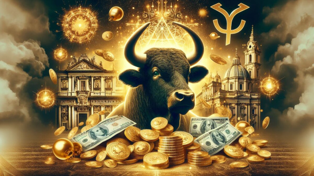 Numero 46 della Smorfia napoletana, 'e denare, tema ricchezza per il Toro. &copy; Immagine creata con Dall-E