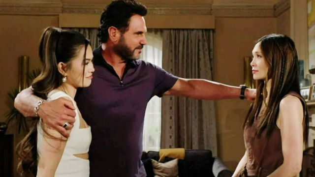 Bill, Luna e Poppy di Beautiful &copy; Mediaset - screenshot.