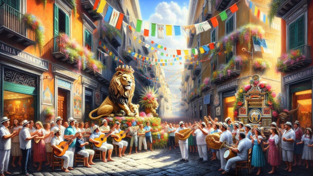Numero 20 della Smorfia napoletana, la festa. Leone. &copy; Immagine creata con Dall-E