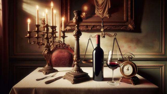 Numero 45 della Smorfia napoletana, 'o vino bbuono, oroscopo della Bilancia. &copy; Immagine creata con Dall-E