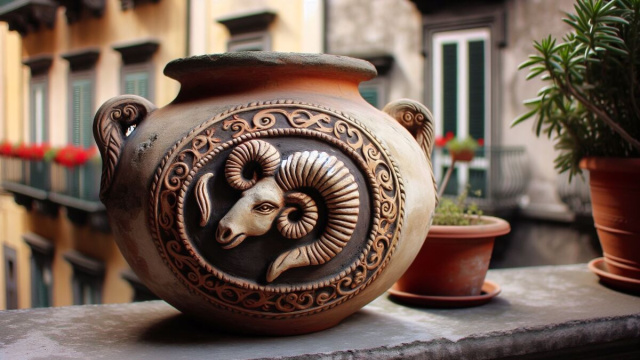 Numero 7 della Smorfia napoletana, 'o vasetto, Ariete. &copy; Immagine creata con Dall-E