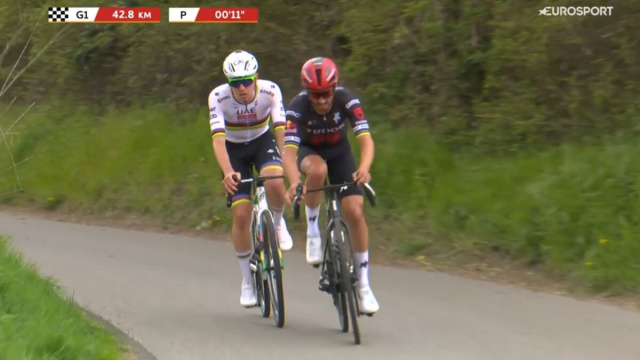 Julian Alaphilippe con Tadej Pogacar - &copy; Screenshot Eurosport