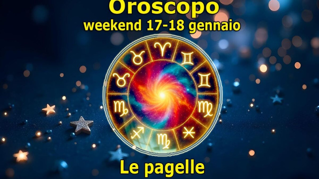 Locandina per l'oroscopo del weekend 17-18 gennaio e pagelle &ndash; &copy; Copilot IA.