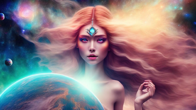 Dea con capelli lunghi e ciondolo sulla fronte &copy; Immagine Pixabay