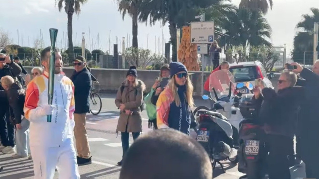 La Fiamma Olimpica a Chiavari- &copy; Screenshot Primocanale