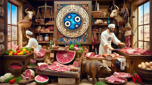 Numero 49 della Smorfia napoletana, 'o piezzo 'e carne. &copy; Immagine creata con Dall-E