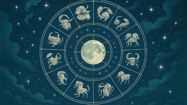 Illustrazione ispirata a un cielo zodiacale. &copy; Immagine creata con Dall-E