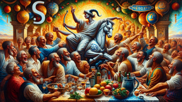 Numero 19 della Smorfia napoletana, 'a resata, Sagittario. &copy; Immagine creata con Dall-E