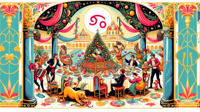 Numero 20 della Smorfia napoletana, 'a festa, per il Cancro. &copy; Immagine creata con Dall-E