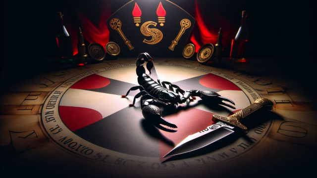 Numero 41 della Smorfia napoletana, 'o curtiello, per il segno Scorpione. &copy; Immagine creata con Dall-E