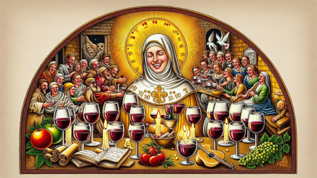 Numero 45 della Smorfia napoletana, 'o vino buono, Vergine. &copy; Immagine creata con Dall-E