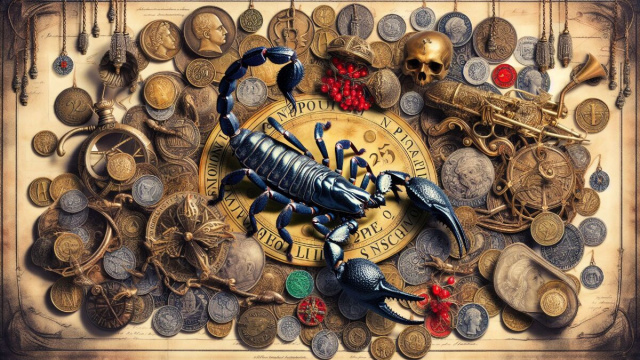 Numero 46 della Smorfia napoletana, 'e denare, Scorpione. &copy; Immagine creata con Dall-E