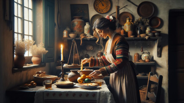 Numero 52 della Smorfia napoletana, 'a mamma, Bilancia. &copy; Immagine creata con Dall-E