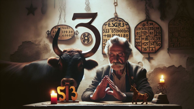 Numero 53 della Smorfia napoletana, o viecchio, per il segno Toro. &copy; Immagine creata con Dall-E