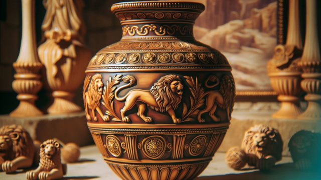 Numero 7 della Smorfia napoletana, 'o vasetto, Leone. &copy; Immagine creata con Dall-E