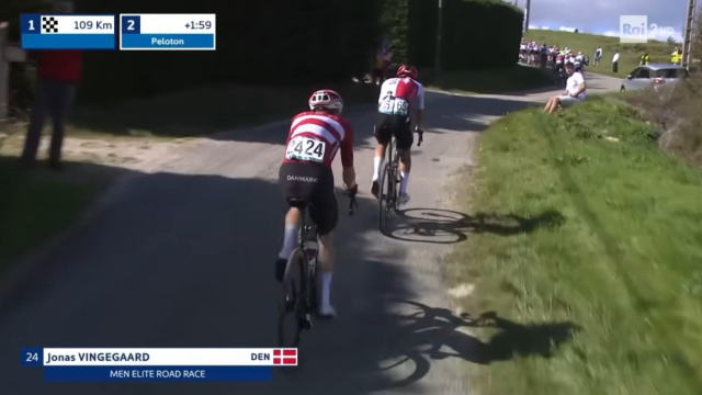 Jonas Vingegaard agli Europei di ciclismo - &copy; Screenshot Eurosport