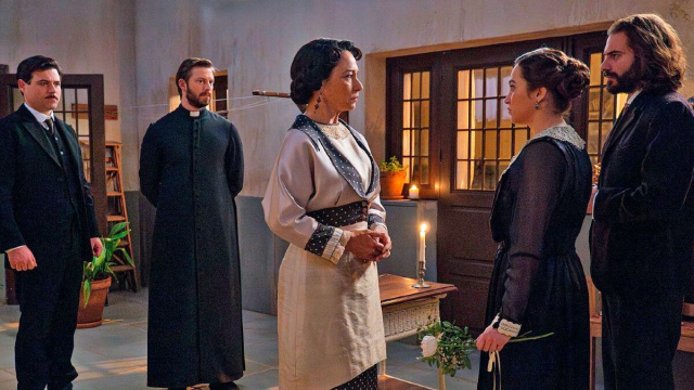 Leocadia, Catalina e Adriano de La Promessa &copy; Mediaset.