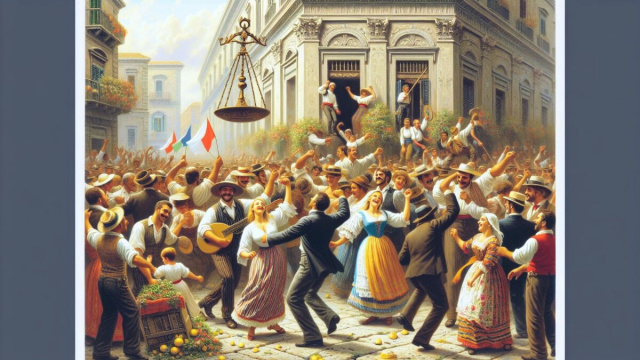 Numero 20 della Smorfia napoletana, la festa per la Bilancia. &copy; Immagine creata con Dall-E