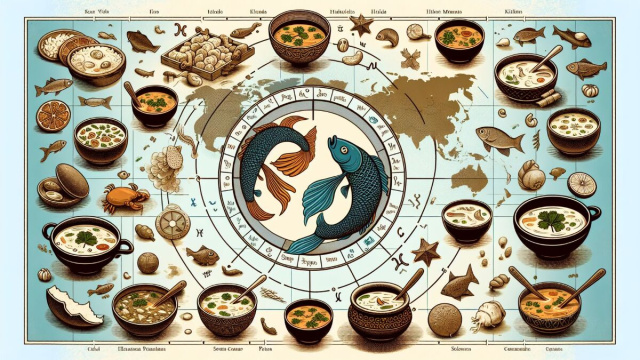 Numero 68 della Smorfia napoletana, 'a zuppa cotta, assocciata ai Pesci. &copy; Immagine creata con Dall-E