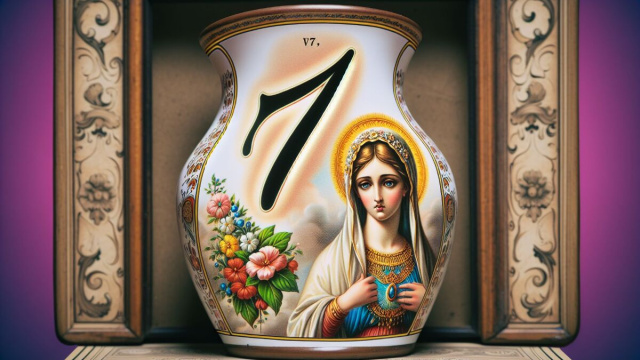 Numero 7 della Smorfia napoletana, 'o vaso per la Vergine. &copy; Immagine creata con Dall-E