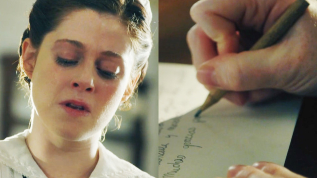 Jana scrive la lettera &copy; La Promessa