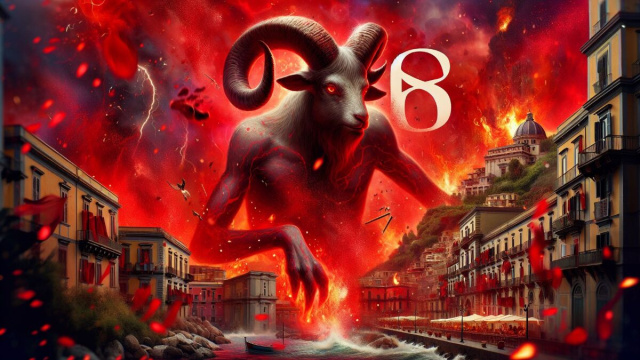 Numero 18 della Smorfia napoletana, o sangue, Ariete. &copy; Immagine creata con Dall-E