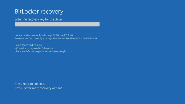 Schermata di ripristino dell'avvio preliminare di BitLocker ... &copy; Creative Commons