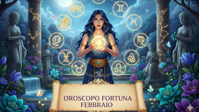 Locandina per l'oroscopo della fortuna del mese di febbraio 2026 - &copy; Copilot IA.
